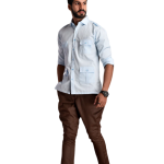 Men's Rajputana Hunting Styled Sky Blue Shirt | Regal Outdoor Wear